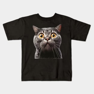 Funny Scared Cat Face, Cat Lover, Scaredy Cat Kids T-Shirt